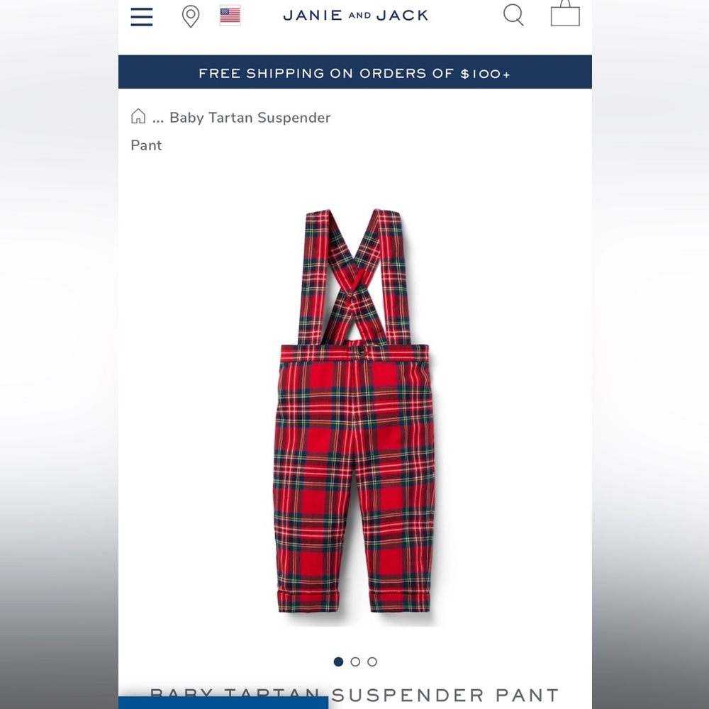 Janie and Jack baby tartan suspenders 12-18 months